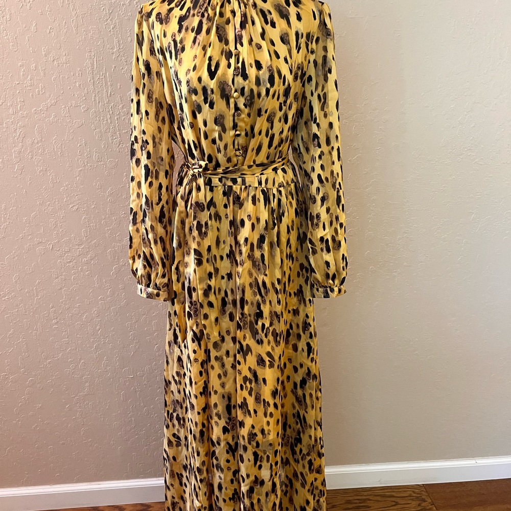 Source Unknown Gold and Brown Mock Neck Gown